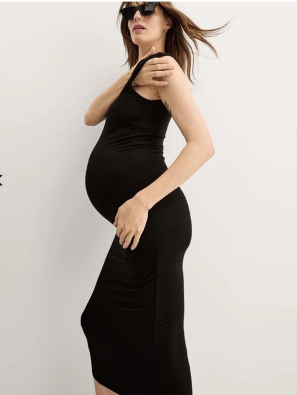 Hatch Maternity Tank Dress Midi Black  Pregnancy Large Fitted